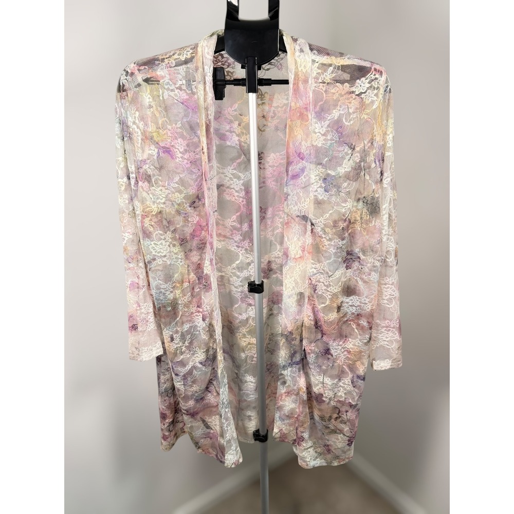 Bohemian Floral Lace Sheer Open Front Cardigan Duster Kimono Colorful Whimsigoth